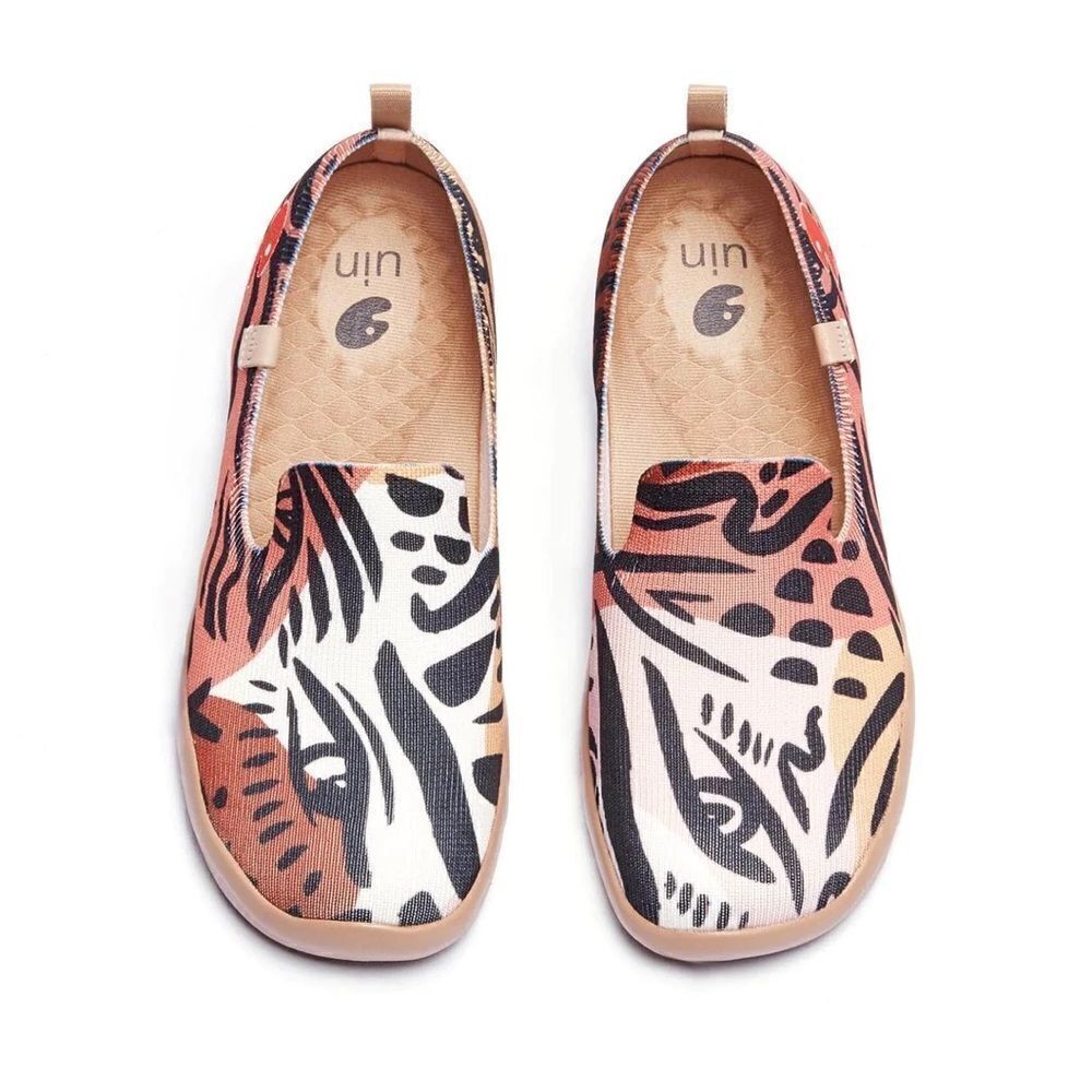 UIN Women's Slip Ons Loafers Comfort Casual Shoes (Barcelona Leopard’s Eyes)